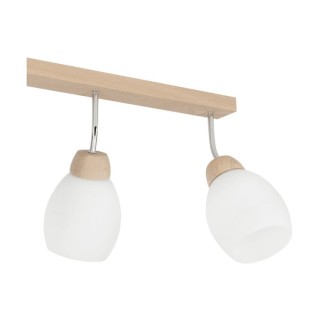 Plafonnier en Bois de Chêne Huilé, Méta lChromé et Verre Blanc,4xE27 Max.60W,TILIA,2047419720883