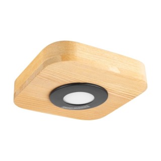 Plafonnier en Bois de Pin teinté Brun et Métal Noir ,Incl.1xLed 5W Intégrée ,SUNNIVA BLACK,4017411200000