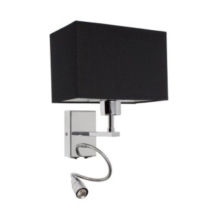 Applique en Métal Chromé et Tissu Noir ,Incl.1xE27 Max.25W, 1xLED Intégrée 2,5W,RELAX,5732128