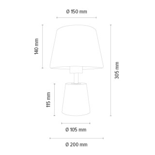 Lampe de Table en Bois de Chêne Huilé, Métal Noir et Tissu Noir,1xE27 Max.25W,KONUS,7017403111412