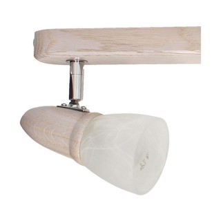 Plafonnier en Bois de Chêne Blanchi et Verre Blanc ,3xE14 Max.40W,JULIETTA,2215332