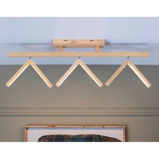 Plafonnier en Bois de Chêne Huilé, 3xLED 24V, 18W Intégrée,SILAS,5186374