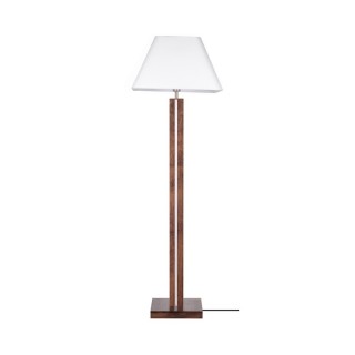 Lampadaire en Bois de Hêtre couleur Noyer et Tissu Blanc, 1xE27 Max.60W,2xLED 24V, 36W Intégrées,QUAD,6451976