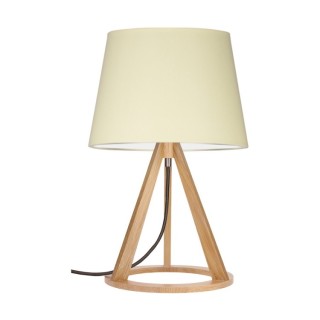 Lampe de Table en Bois de Chêne Huilé et Tissu couleur Crème, 1xE27 Max.25W,KONAN II,6512174