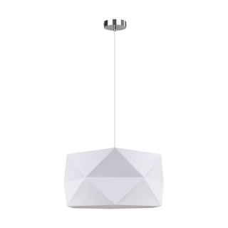 Suspension en Métal Chromé et Tissu Blanc, 1xE27 Max.60W,FINJA,1841828