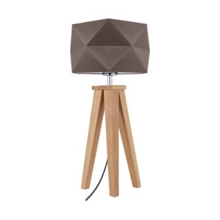 Lampe de Table en Bois de Chêne Huilé et Tissu Brun,1xE27 Max.60W,FINJA,6833174