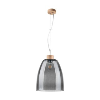 Suspension en Bois de Chêne Huilé et Verre Fumé, 1xE27 Max.60W,CAMPANA,9843074