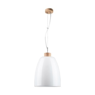 Suspension en Bois de Chêne Huilé et Verre Blanc, 1xE27 Max.60W,CAMPANA,9844074