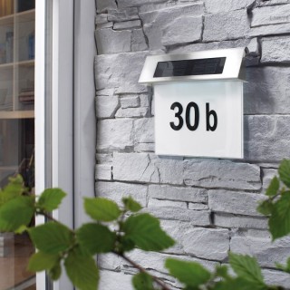 Applique en Métal Satiné et Matière Synthétique Blanche-Noire ,Incl.2x0,07W LED Intégrée,SOLAR HOUSE NUMBER,6710102