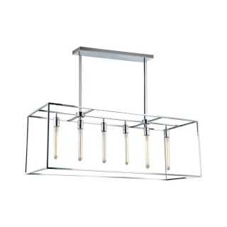 Suspension en Métal Chromé et Verre Transparent ,6xE27 Max.60W,TELAIO,9127628