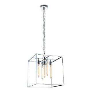 Suspension en Métal Chromé et Verre Transparent ,5xE27 Max.60W,TELAIO,9127528