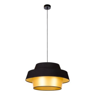 Suspension en Métal Noir et Tissu Doré-Noir ,1xE27 Max.60W,PRETO GOLD,150099104