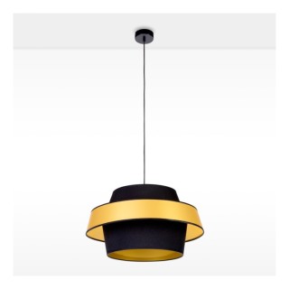 Suspension en Métal Noir et Tissu Doré-Noir ,1xE27 Max.60W,PRETO GOLD,150109104