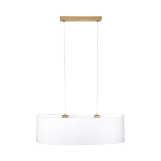 Suspension en Bois de Chêne Huilé et Tissu Blanc ,2xE27 Max.40W,DOVE,17380274