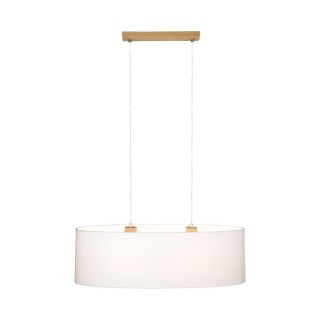 Suspension en Bois de Chêne Huilé et Tissu Blanc ,2xE27 Max.40W,DOVE,17380274