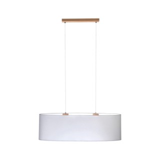 Suspension en Bois de Chêne Huilé et Tissu Gris ,2xE27 Max.40W,DOVE,17390274