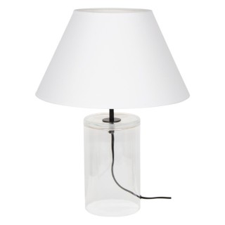 Lampe de Table en Verre Transparent et Tissu Blanc ,1xE27 Max.40W,DOVE,779129110