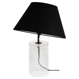 Lampe de Table en Verre Transparent et Tissu Noir ,1xE27 Max.40W,DOVE,779139110