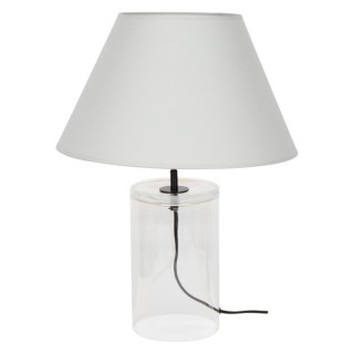 Lampe de Table en Verre Transparent et Tissu Gris ,1xE27 Max.40W,DOVE,779149110