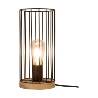 Lampe de Table en Bois de Chêne Huilé et Métal Noir,1xE27 Max.25W,TIMEO,796049174