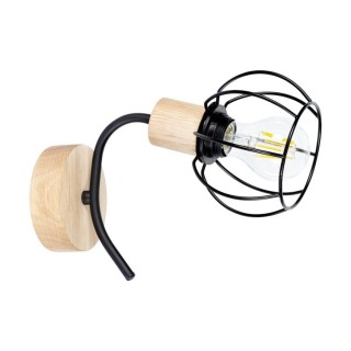 Applique en Bois de Chêne Huilé et Métal Noir ,1xE27 Max.60W,VIVIANE,8224174