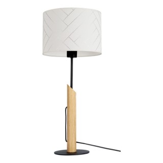 Lampe de Table en Métal Noir, Chêne Huilé et Papier peint Multicolore,1xE27 Max.60W,PUNTO,862499104