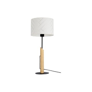 Lampe de Table en Métal Noir, Chêne Huilé et Papier peint Multicolore,1xE27 Max.60W,PUNTO,862499104