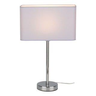 Lampe de Table en Métal Chromé et Tissu Blanc ,1xE27 Max.25W,CADRE,93920128