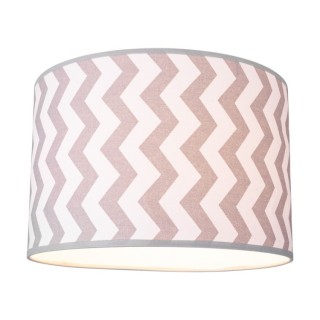 Abat-jour cylindrique E27 H40 Coton Blanc-Bleu avec motif en zigzag,LOTTA,A0268