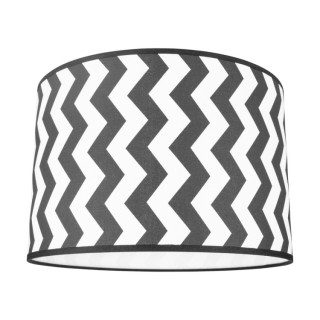 Abat-jour cylindrique E27 H40 Coton Blanc- Noir avec motif en zigzag,LOTTA,A0414