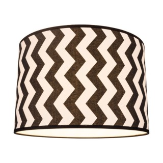 Abat-jour cylindrique E27 H40 Coton Blanc- Noir avec motif en zigzag,LOTTA,A0414