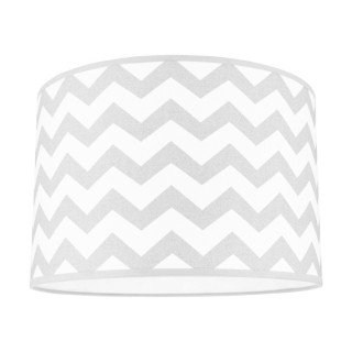 Abat-jour cylindrique E27 H40 Coton Blanc-Gris avec motif en zigzag,LOTTA,A0520