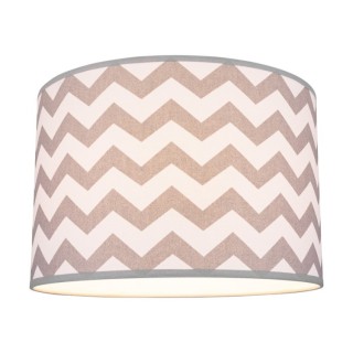 Abat-jour cylindrique E27 H40 Coton Blanc-Gris avec motif en zigzag,LOTTA,A0520