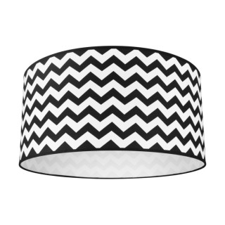 Abat-jour cylindrique E27 H40 Coton Blanc- Noir avec motif en zigzag,LOTTA,A0251