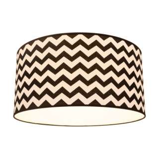 Abat-jour cylindrique E27 H40 Coton Blanc- Noir avec motif en zigzag,LOTTA,A0251