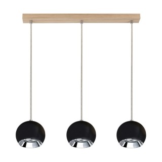 Suspension en Bois de Chêne Huilé et Métal Noir ,Incl.3xGU10 Max.5W,BALL WOOD,5143374