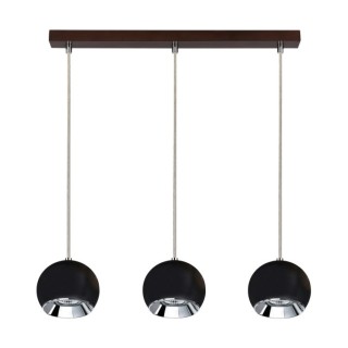 Suspension en Bois de Hêtre couleur Noyer et Métal Noir ,Incl.3xGU10 Max.6W,BALL WOOD,5143376