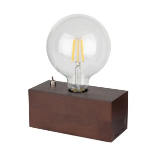 Lampe de Table en Bois de Hêtre couleur Noyer avec chargeur USB Intégré, 1xE27 Max.25W,THEO,7461176