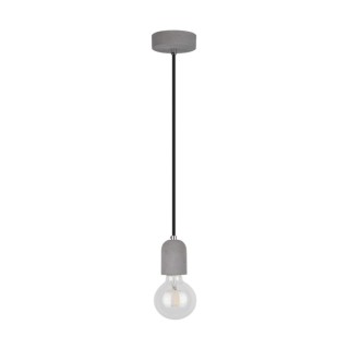 Suspension en Béton Gris et Câble en Tissu Noir, 1xE27 Max.60W,AMORY,9779136