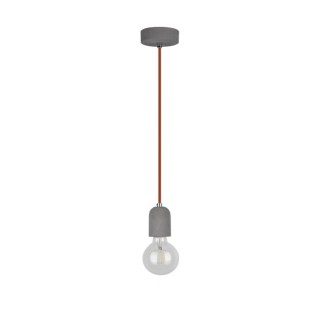 Suspension en Béton Gris et Câble en Tissu Rouge, 1xE27 Max.60W,AMORY,9776136