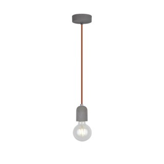 Suspension en Béton Gris et Câble en Tissu Rouge, 1xE27 Max.60W,AMORY,9776136