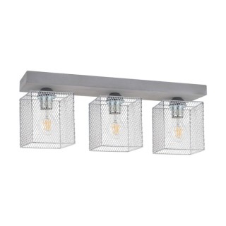 Plafonnier en Béton Gris et Métal Chromé ,3xE27 Max.60W,GITTAN,8172336