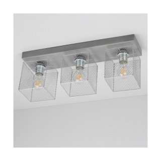 Plafonnier en Béton Gris et Métal Chromé ,3xE27 Max.60W,GITTAN,8172336