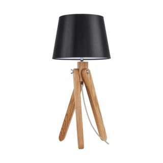 Lampe de Table en Bois de Chêne Huilé et Tissu Noir,1xE27 Max.40W,RUNE,6315074