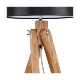 Lampe de Table en Bois de Chêne Huilé et Tissu Noir,1xE27 Max.40W,RUNE,6315074