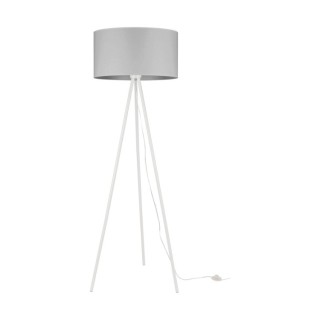 Lampadaire en Métal Blanc et Tissu Gris ,1xE27 Max.40W,TRIPOD,6010203110511