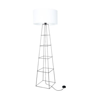 Lampadaire en Métal Noir et Tissu Blanc ,1xE27 Max.60W,TIPHANY,8742104