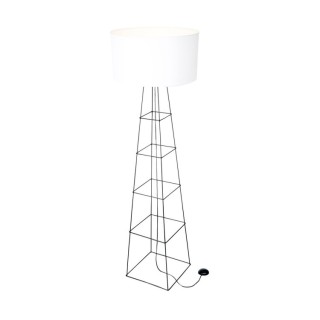 Lampadaire en Métal Noir et Tissu Blanc ,1xE27 Max.60W,TIPHANY,8742104