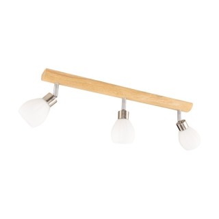 Plafonnier en Bois de Chêne Huilé, Métal Satiné et Verre Blanc ,Incl.3xG9 LED 3W,KIRA,2037417320993