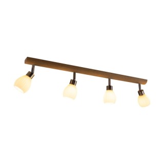 Plafonnier en Bois de Chêne Huilé, Métal Satiné et Verre Blanc ,Incl.4xG9 LED 3W,KIRA,2047417420993